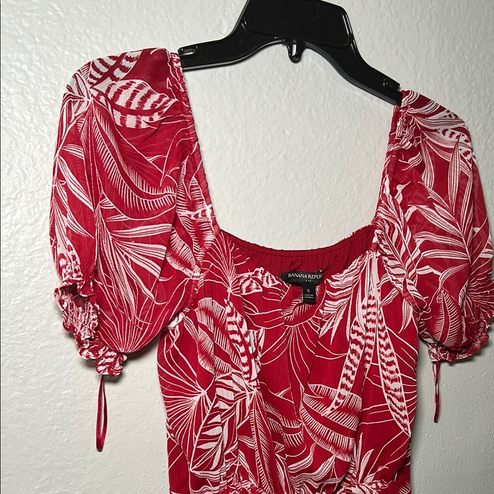 Banana Republic Red Puff Sleeve Midi Dress Small Size - Picture 4 of 7